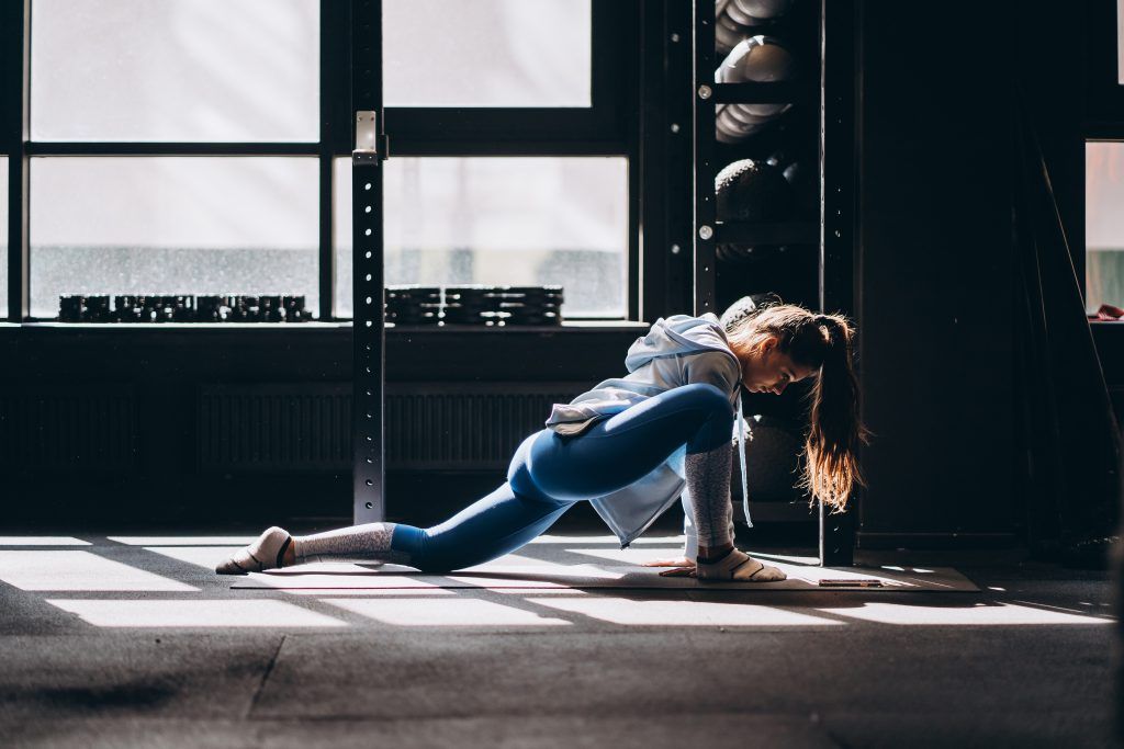 doing yoga or pilates exercise